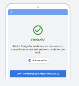 Confirmação de Mensagem de Extensão de Anúncio de Leads
