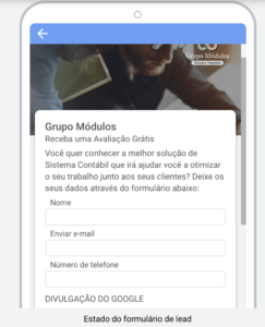 Formulario de Extensão de Anuncio de Leads do Google Ads 