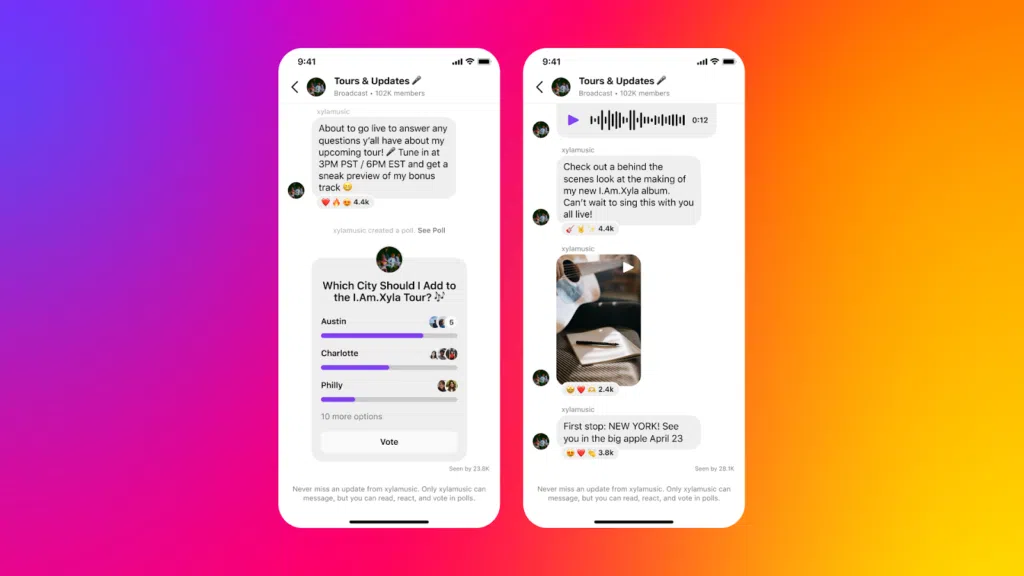 Instagram channel messages