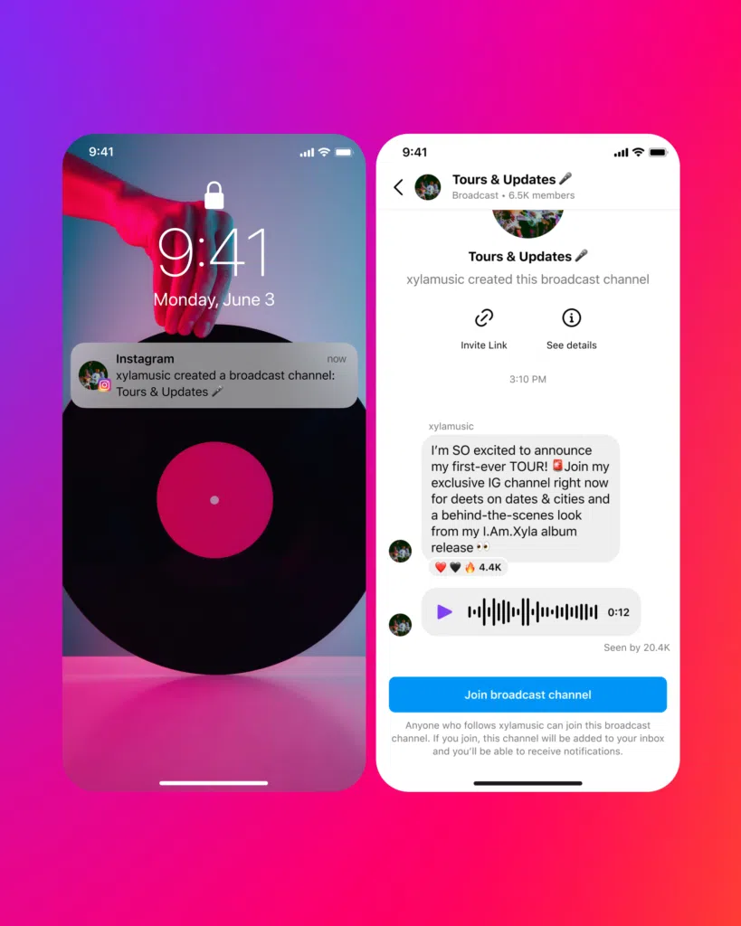 notification of new messages on Instagram channels