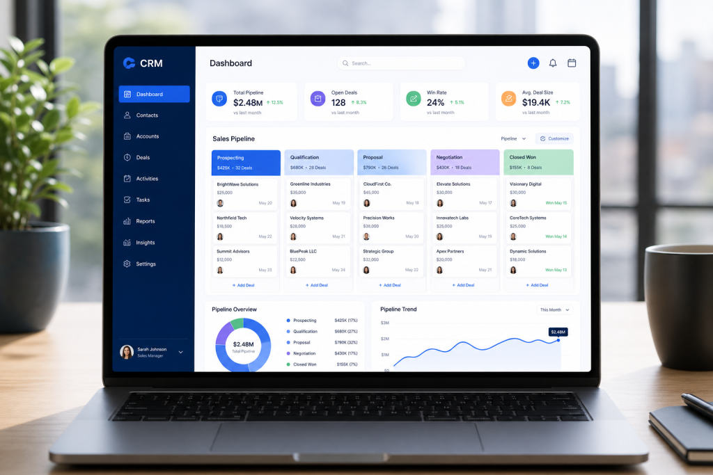 Dashboard do Kommo CRM sendo zerado e reiniciado